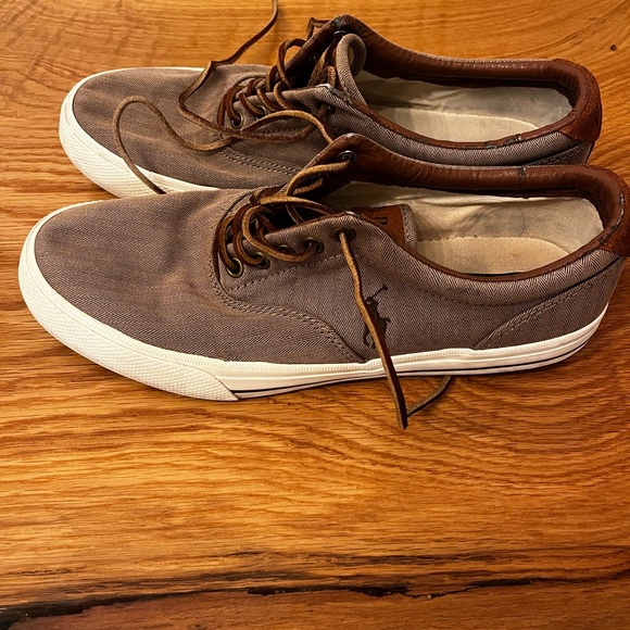 Polo Fashion Sneakers Fabric and Leather Tan Brown Size 9 Mens - Picture 3 of 6